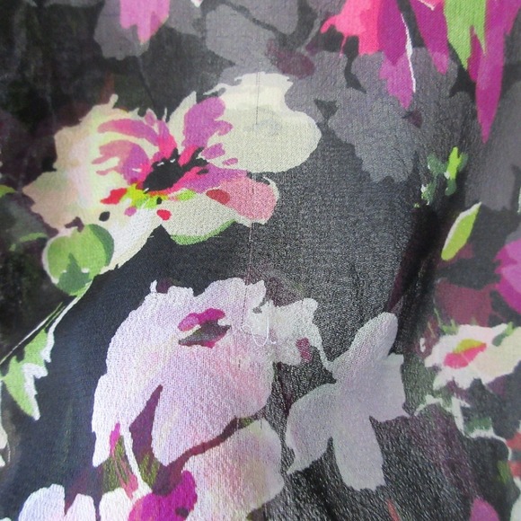 Equipment Femme 100% Silk Blouse M Black Floral Sheer Button Down Office 114 - Picture 9 of 14
